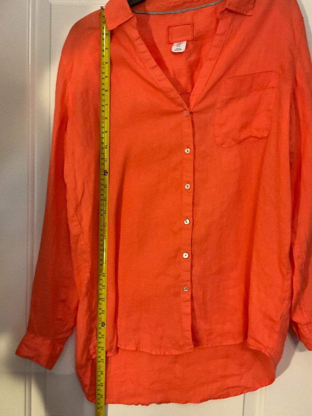 Sigrid Olsen Women's Coral/Orange V-Neck Tunic Blouse 100% Linen Size M - Picture 5 of 10